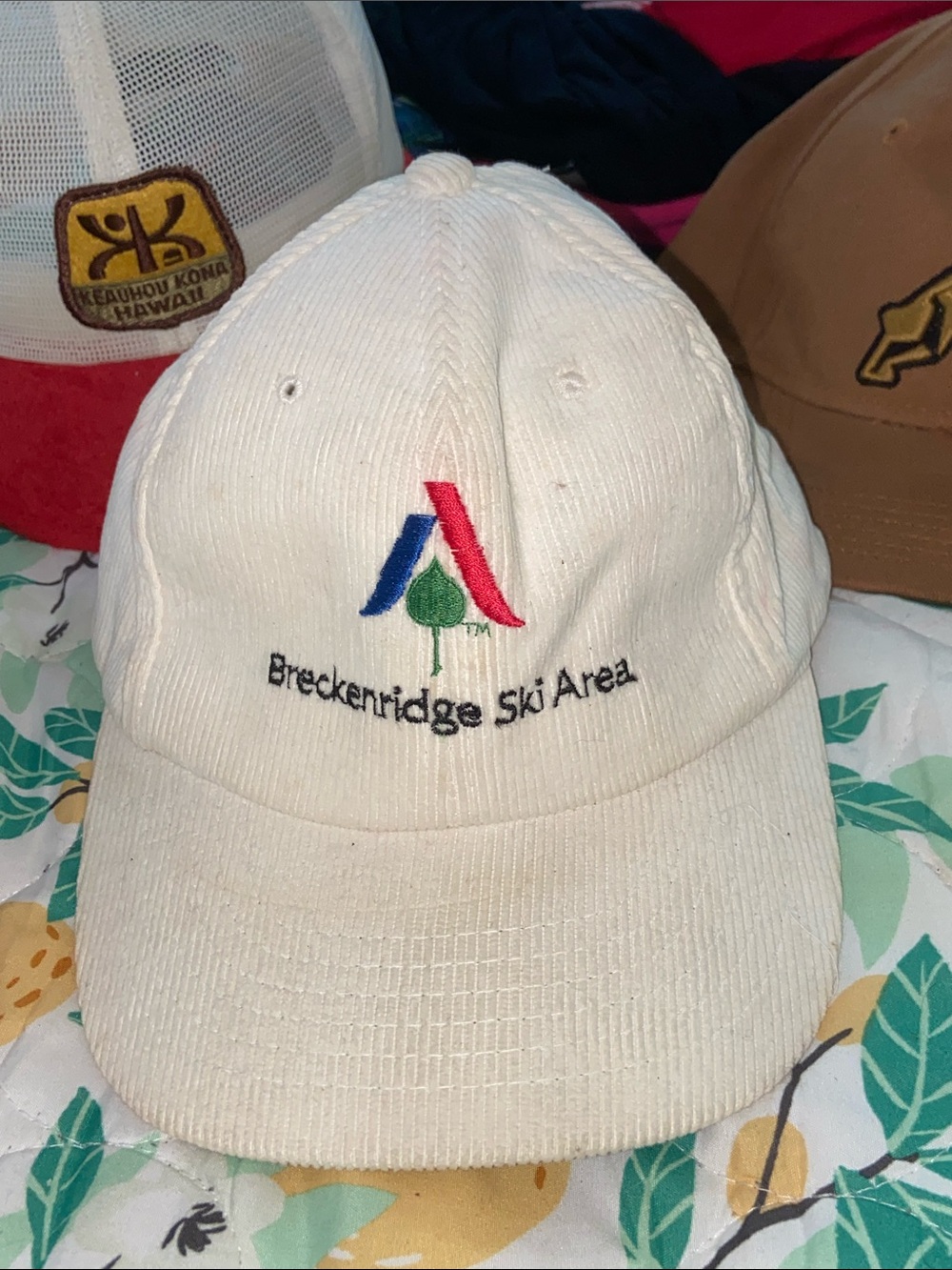 VTG BRECKENRIDGE CORDUROY HAT Cream 80s EUC
